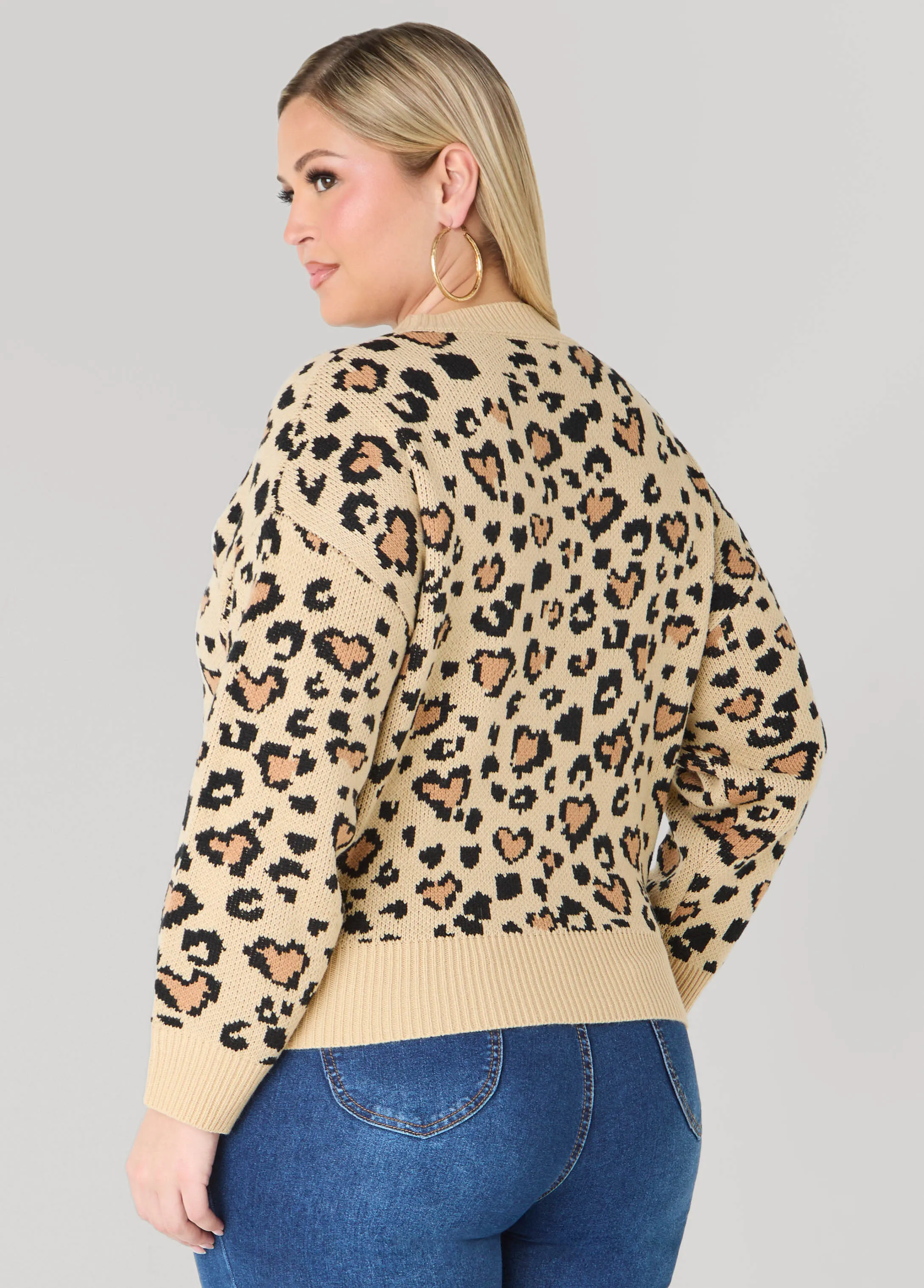 Leopard Crewneck Sweater sold by Ashley Stewart product image thumbnail 3