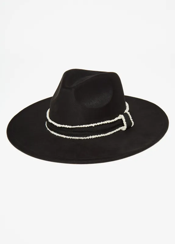 Faux Pearl Trimmed Panama Hat sold by Ashley Stewart