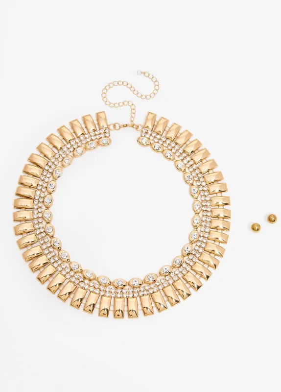 Gold Tone Crystal Collar Set sold by Ashley Stewart