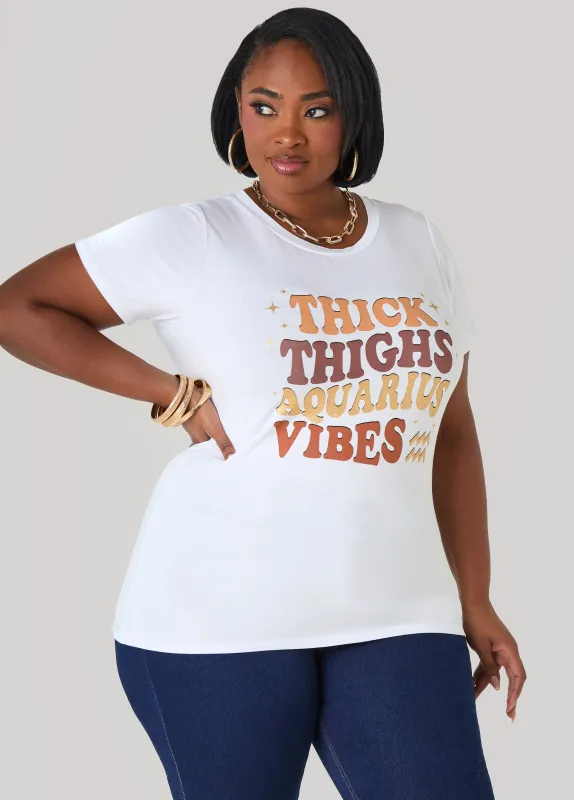 Aquarius Glittered Graphic Tee made by Ashley Stewart