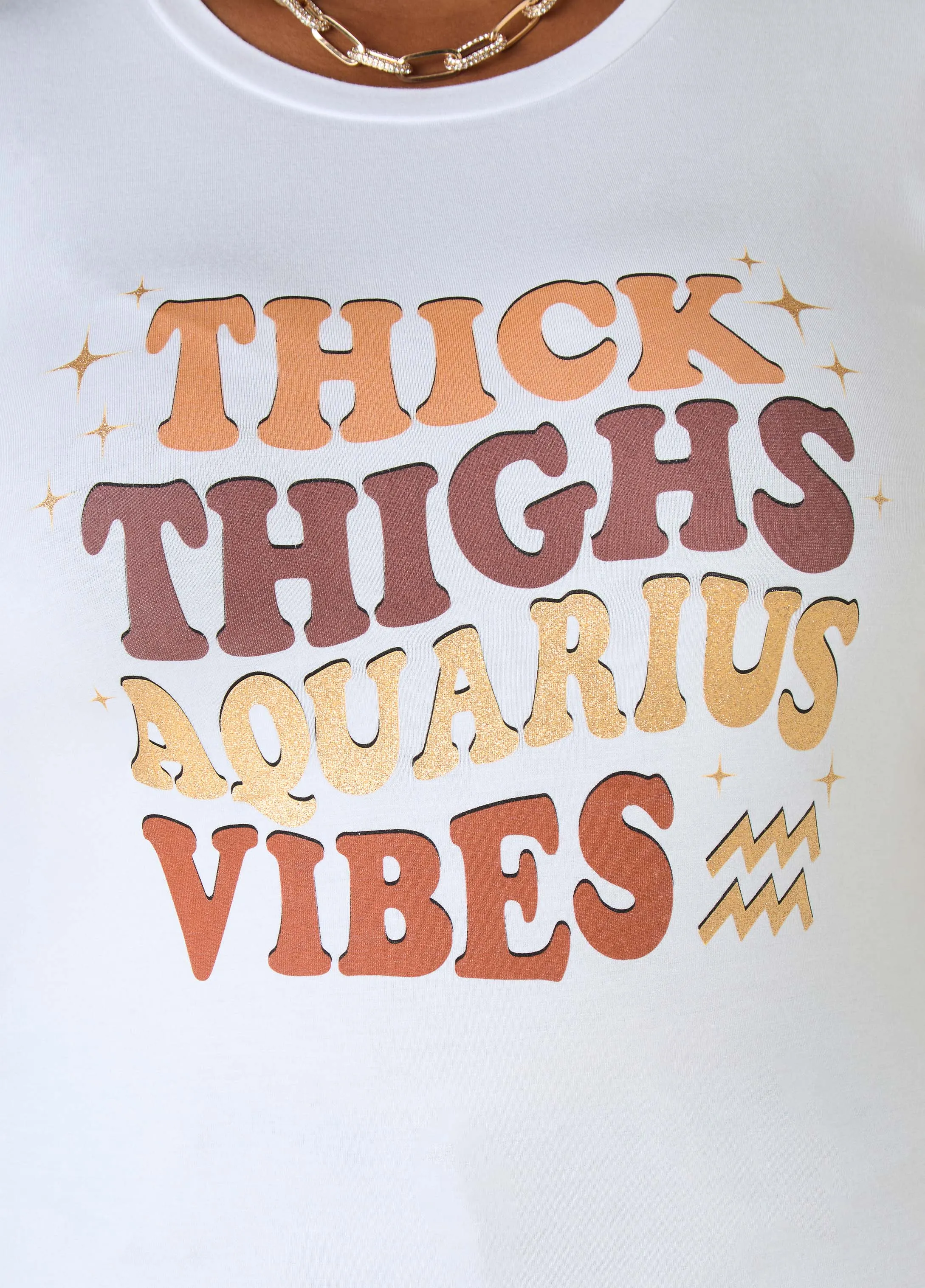 Aquarius Glittered Graphic Tee sold by Ashley Stewart product image thumbnail 4