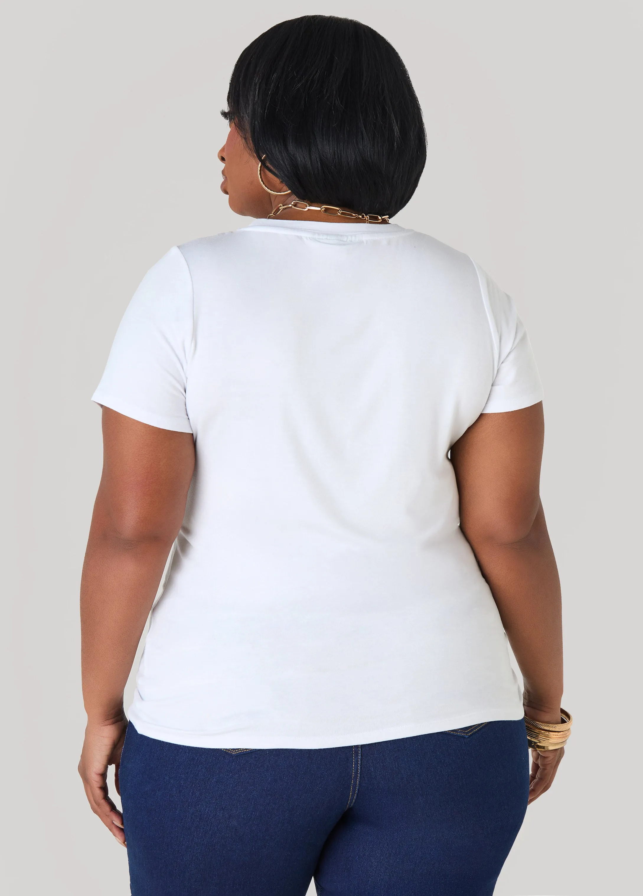 Aquarius Glittered Graphic Tee sold by Ashley Stewart product image thumbnail 2