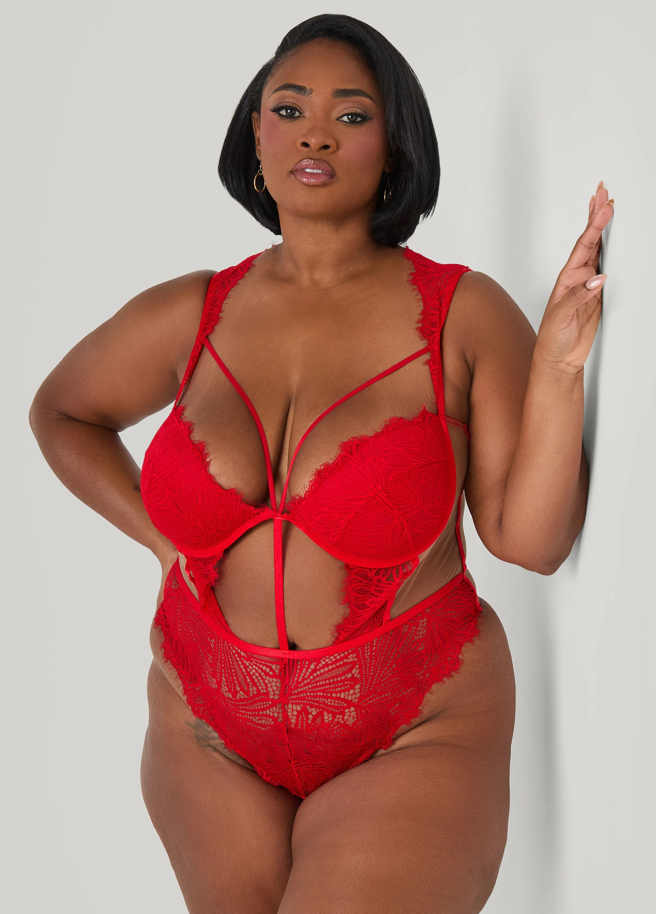 Caged Cutout Lingerie Bodysuit sold by Ashley Stewart product image thumbnail 3