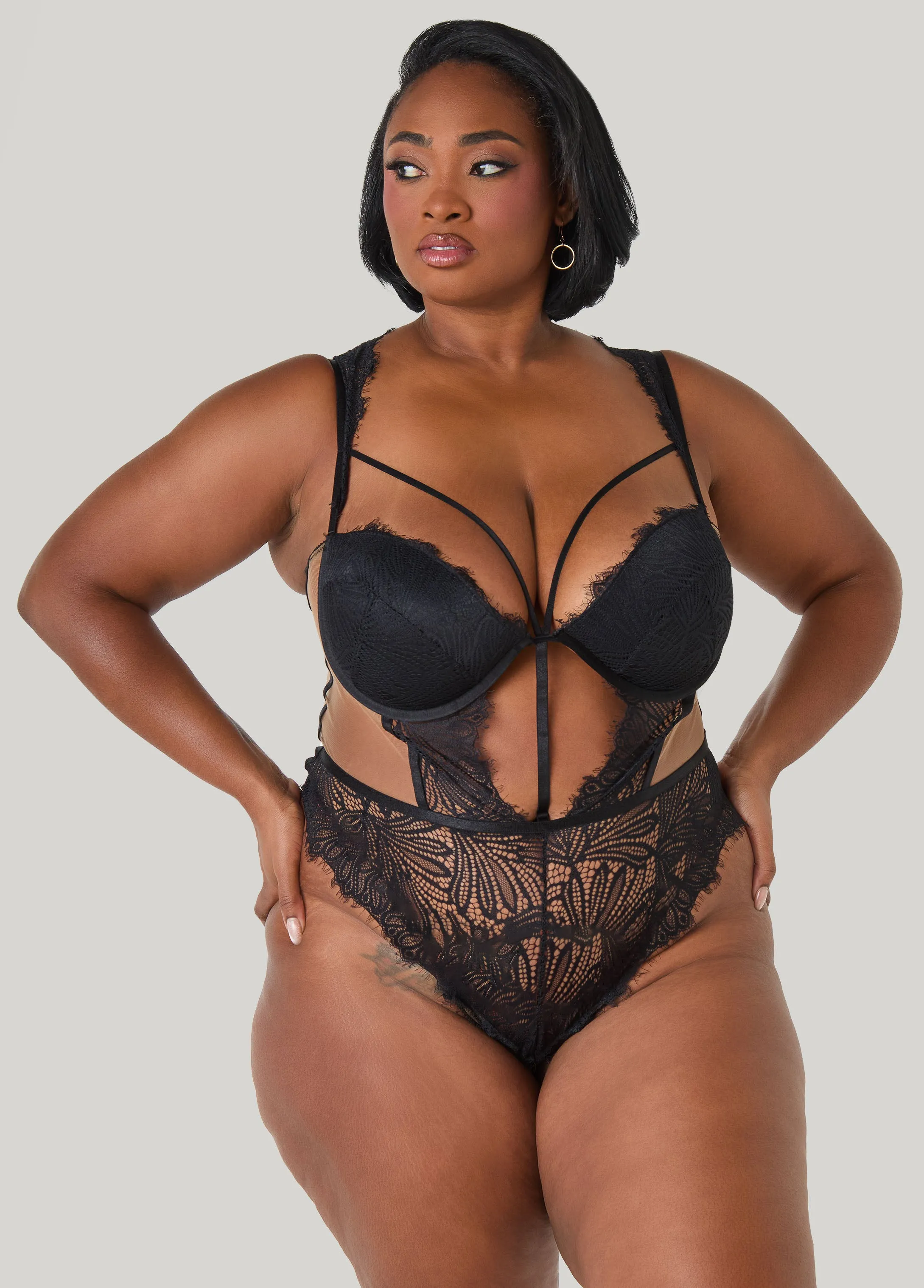 Cutout Caged Lingerie Bodysuit sold by Ashley Stewart product image thumbnail 3