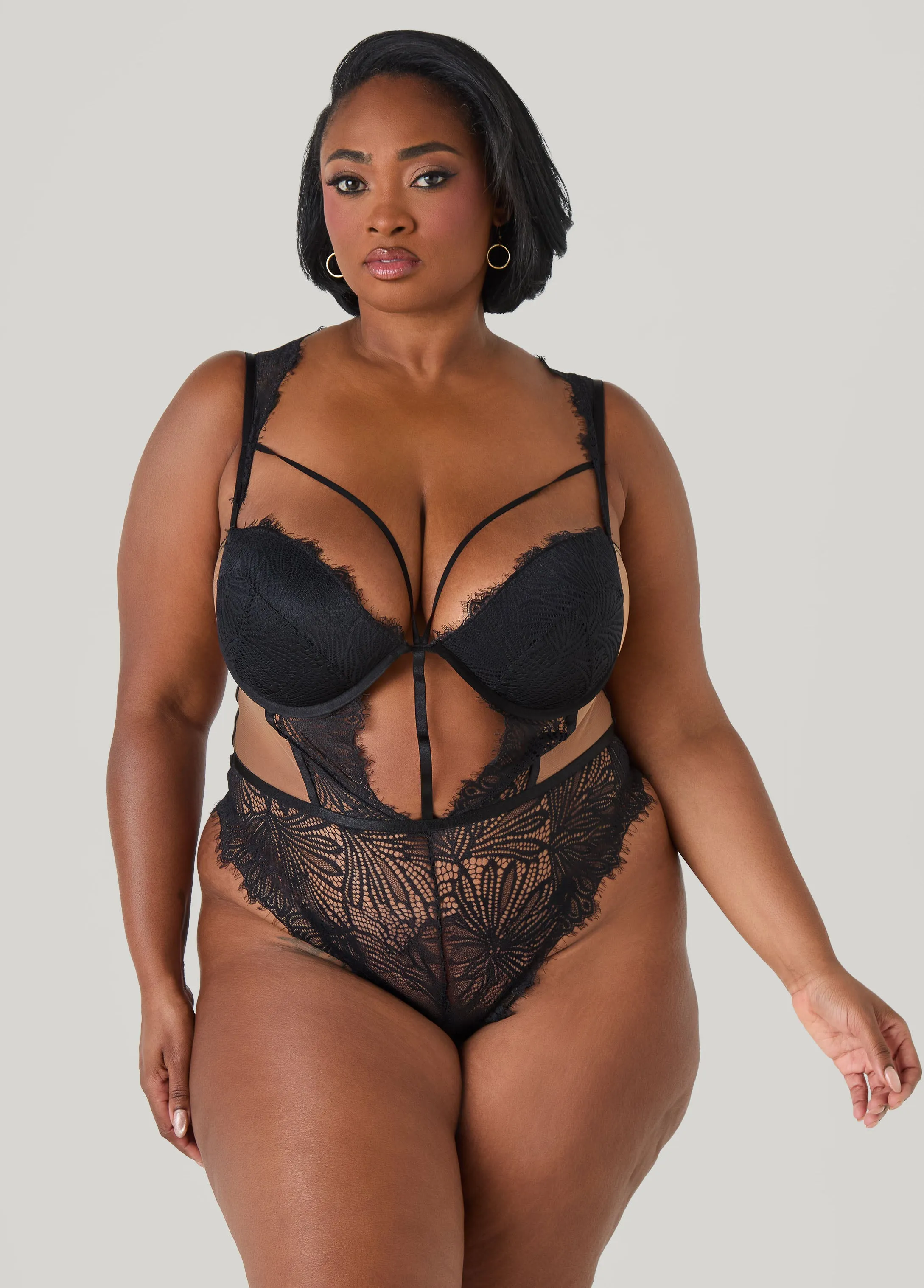Cutout Caged Lingerie Bodysuit sold by Ashley Stewart