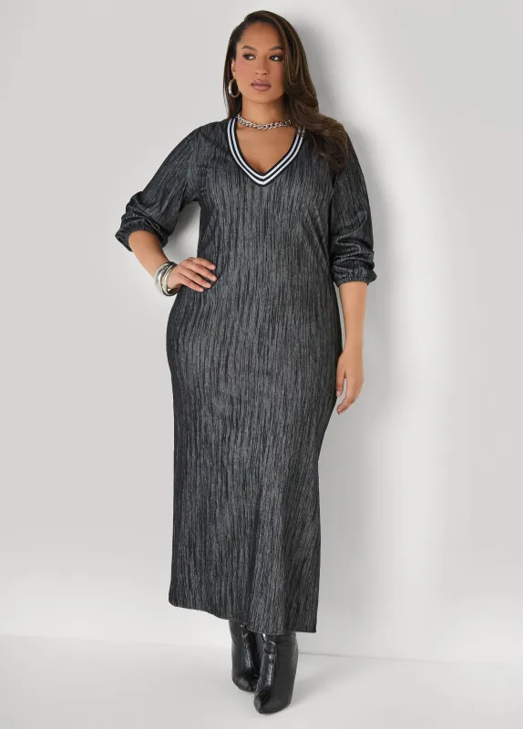 Textured Denim Maxi Dress sold by Ashley Stewart