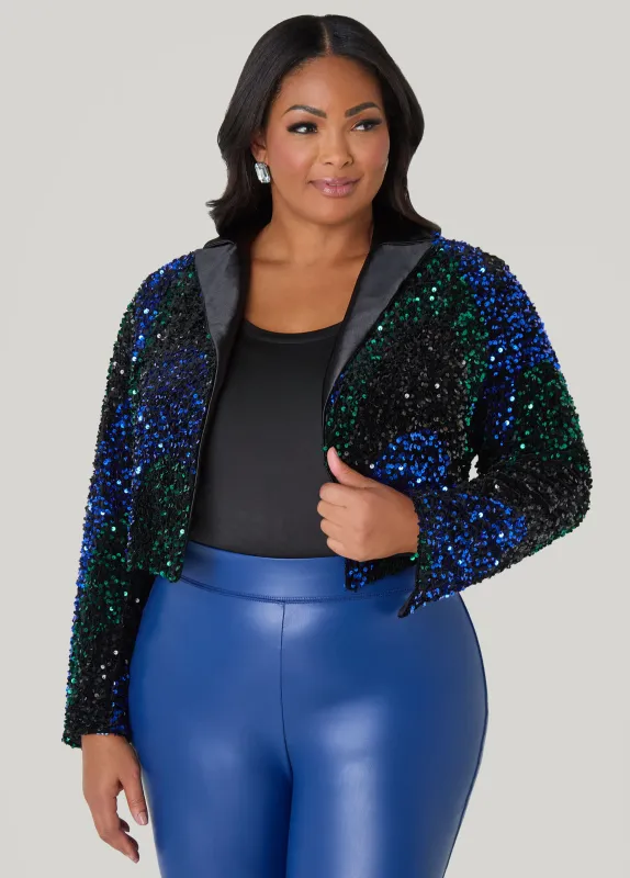 Cropped Sequined Velvet Jacket sold by Ashley Stewart