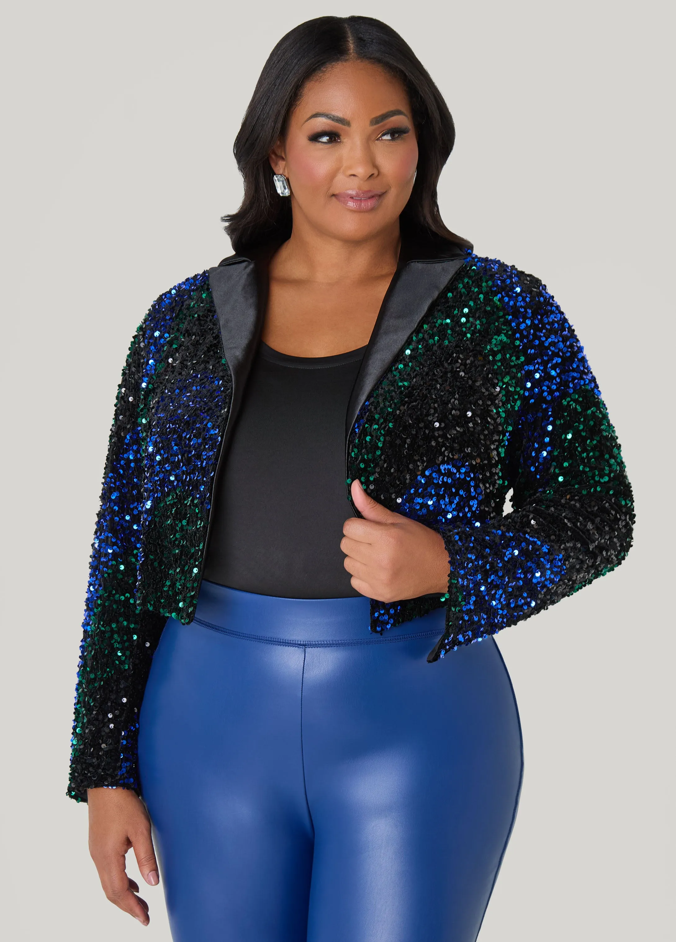 Cropped Sequined Velvet Jacket sold by Ashley Stewart