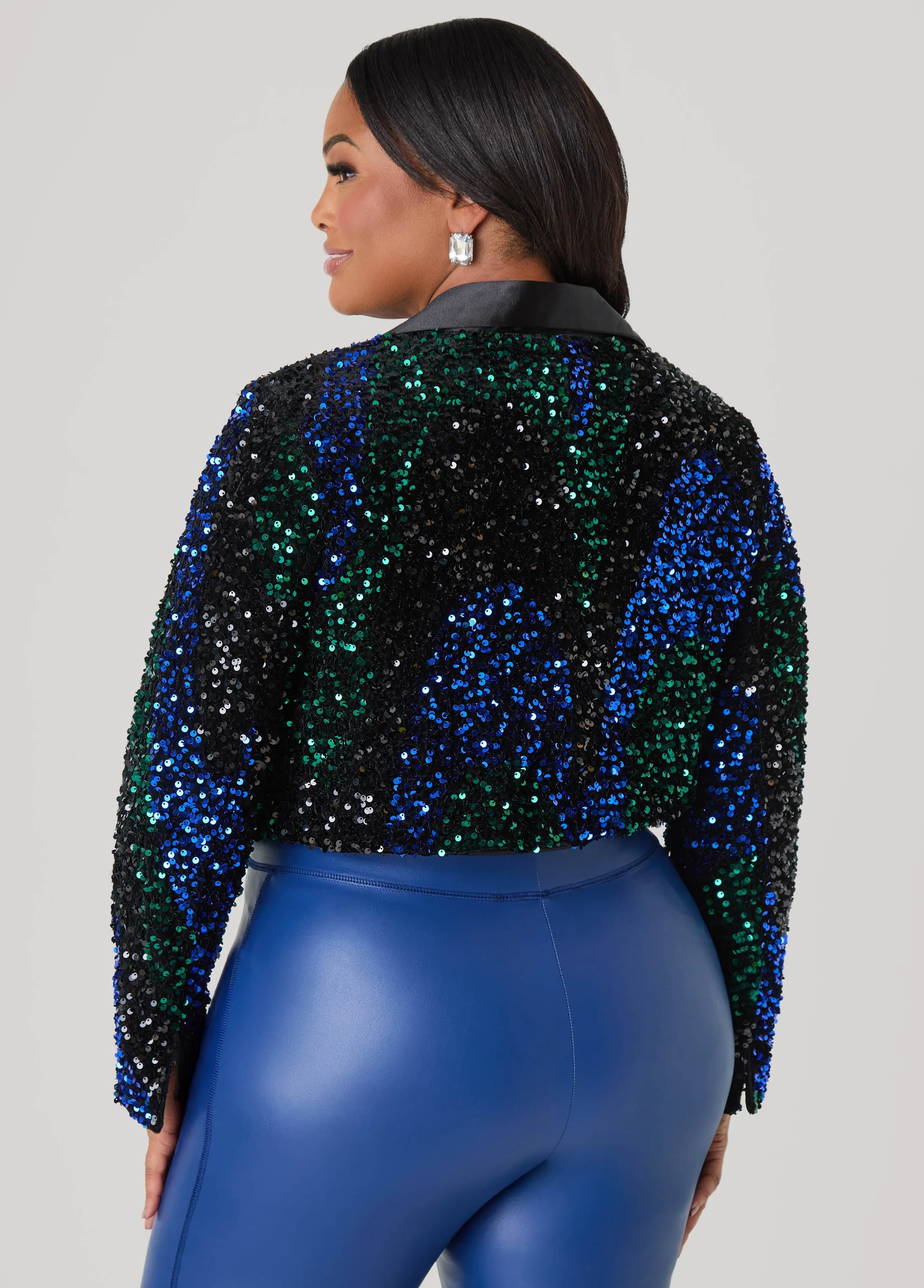 Cropped Sequined Velvet Jacket sold by Ashley Stewart product image thumbnail 2