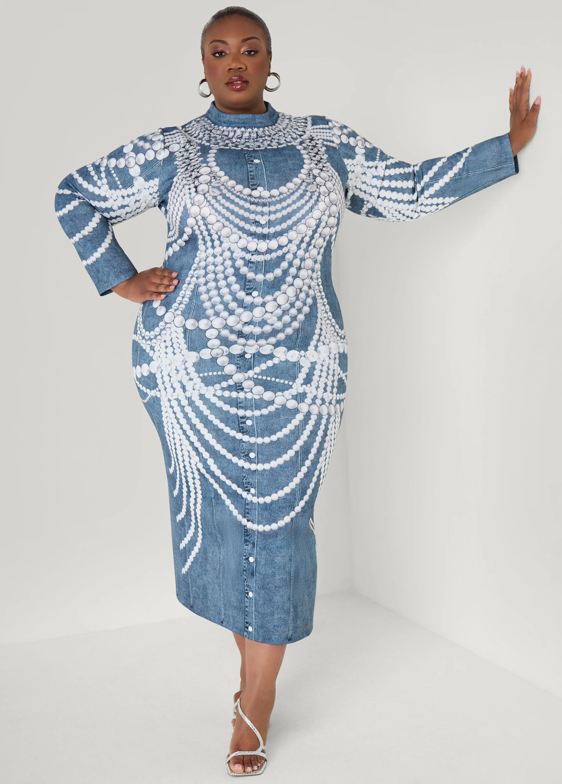 Pearls And Diamonds Bodycon Dress sold by Ashley Stewart product image thumbnail 3