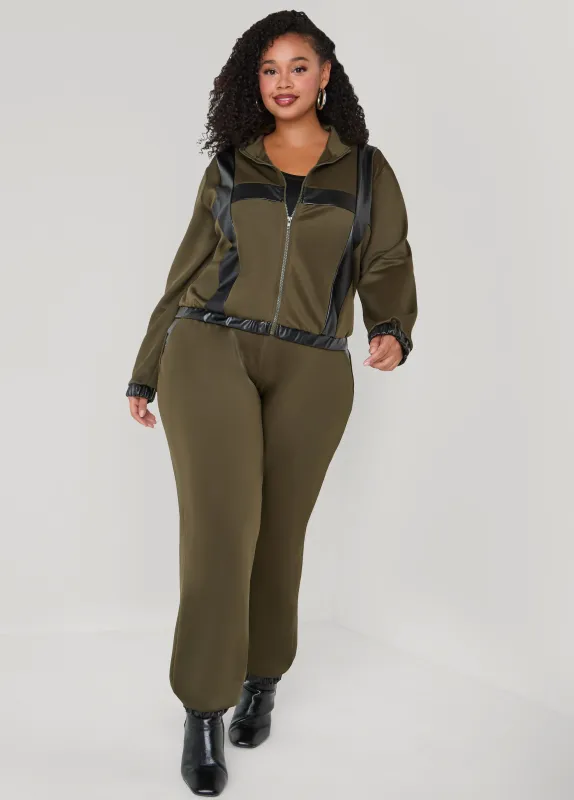 Faux Leather Paneled Joggers sold by Ashley Stewart