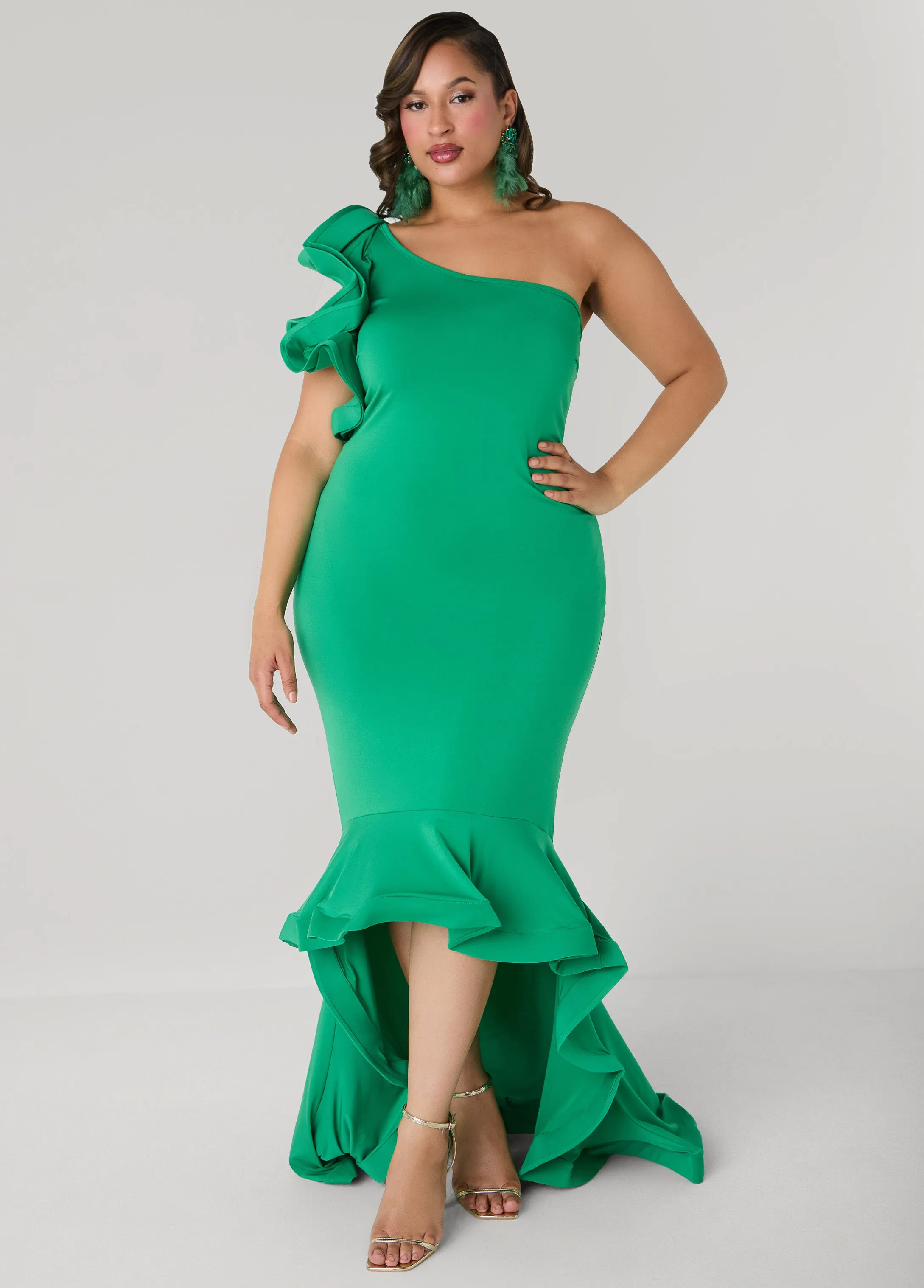 Ruffled One Shoulder Gown sold by Ashley Stewart product image thumbnail 5