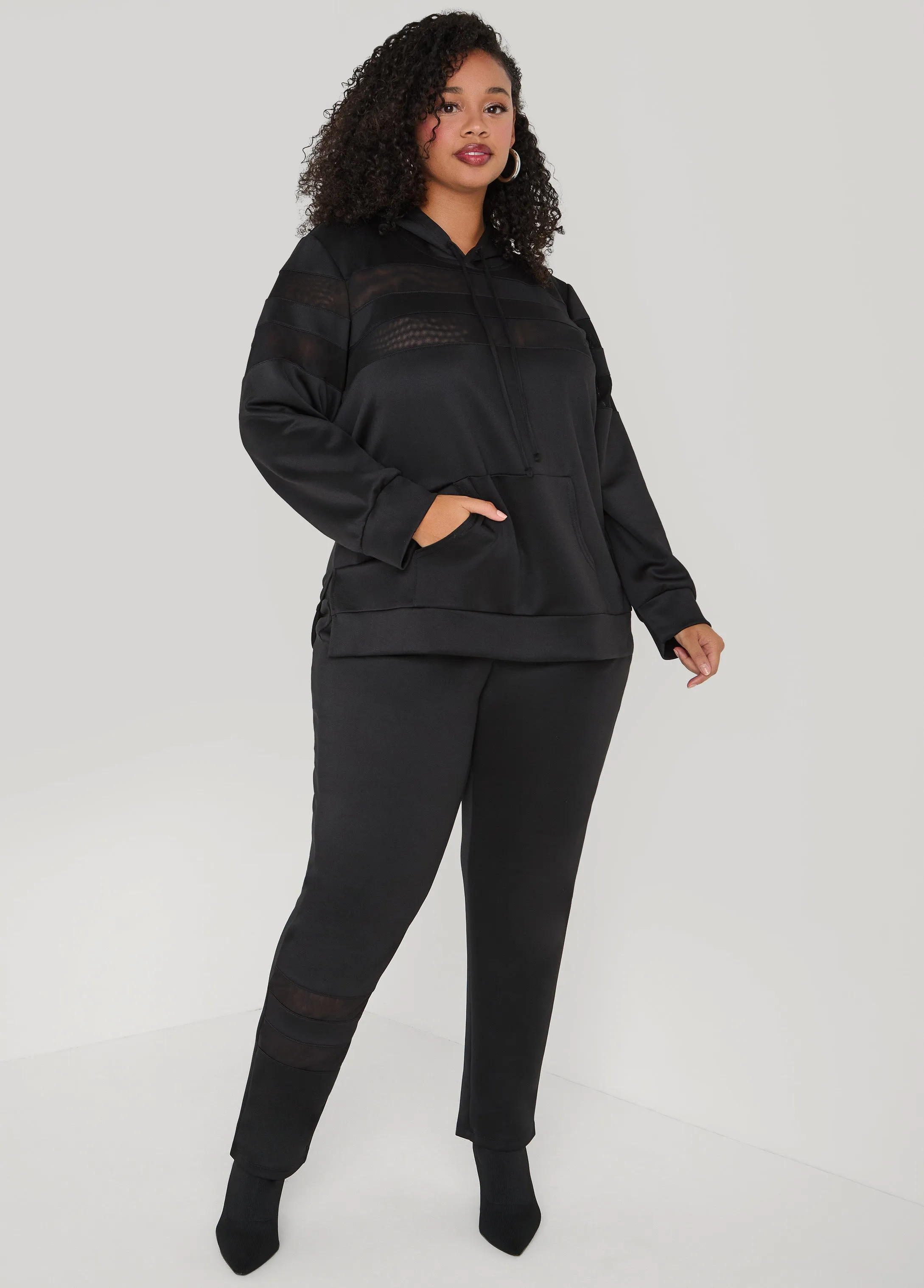 Mesh Paneled Hoodie sold by Ashley Stewart product image thumbnail 3