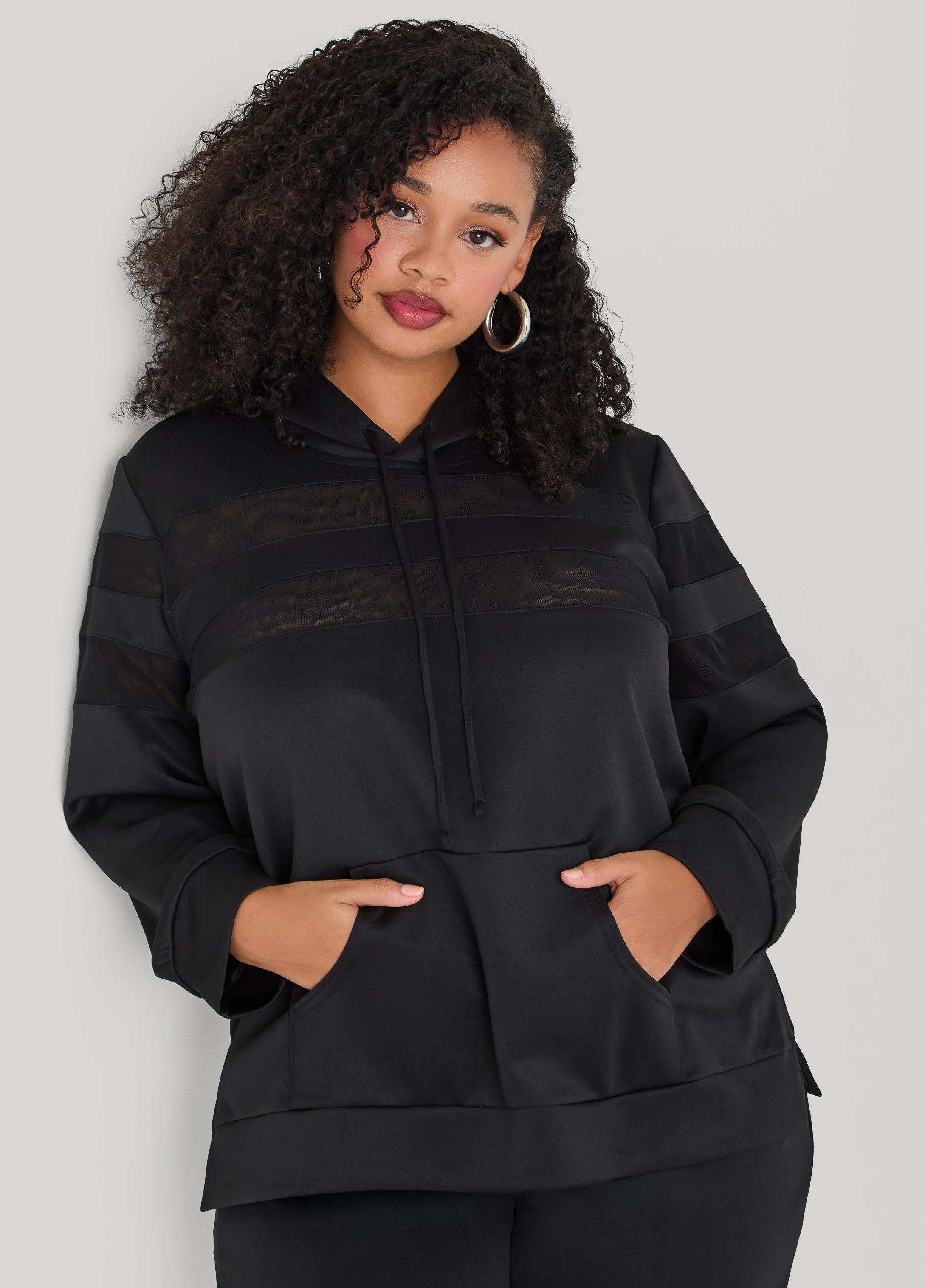 Mesh Paneled Hoodie sold by Ashley Stewart