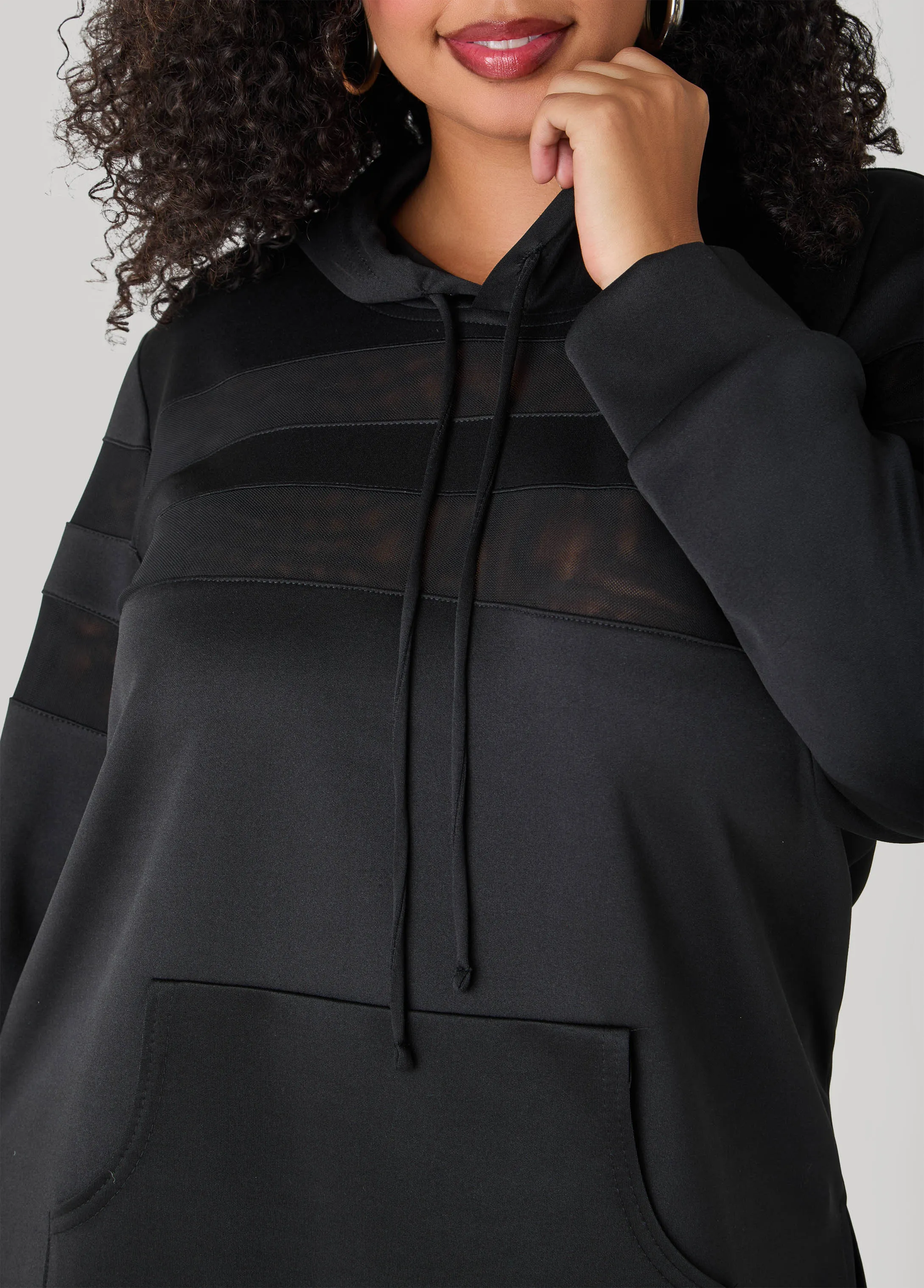 Mesh Paneled Hoodie sold by Ashley Stewart product image thumbnail 4