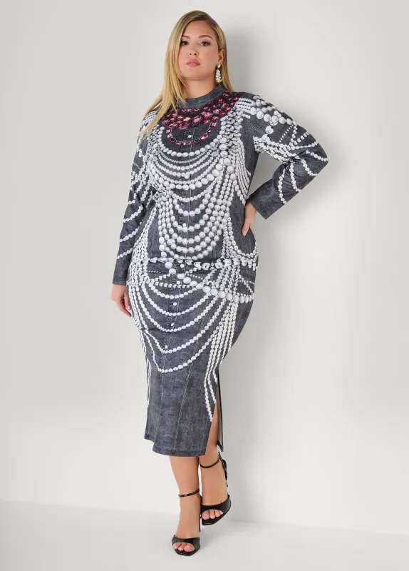 Diamonds And Pearls Bodycon Dress sold by Ashley Stewart