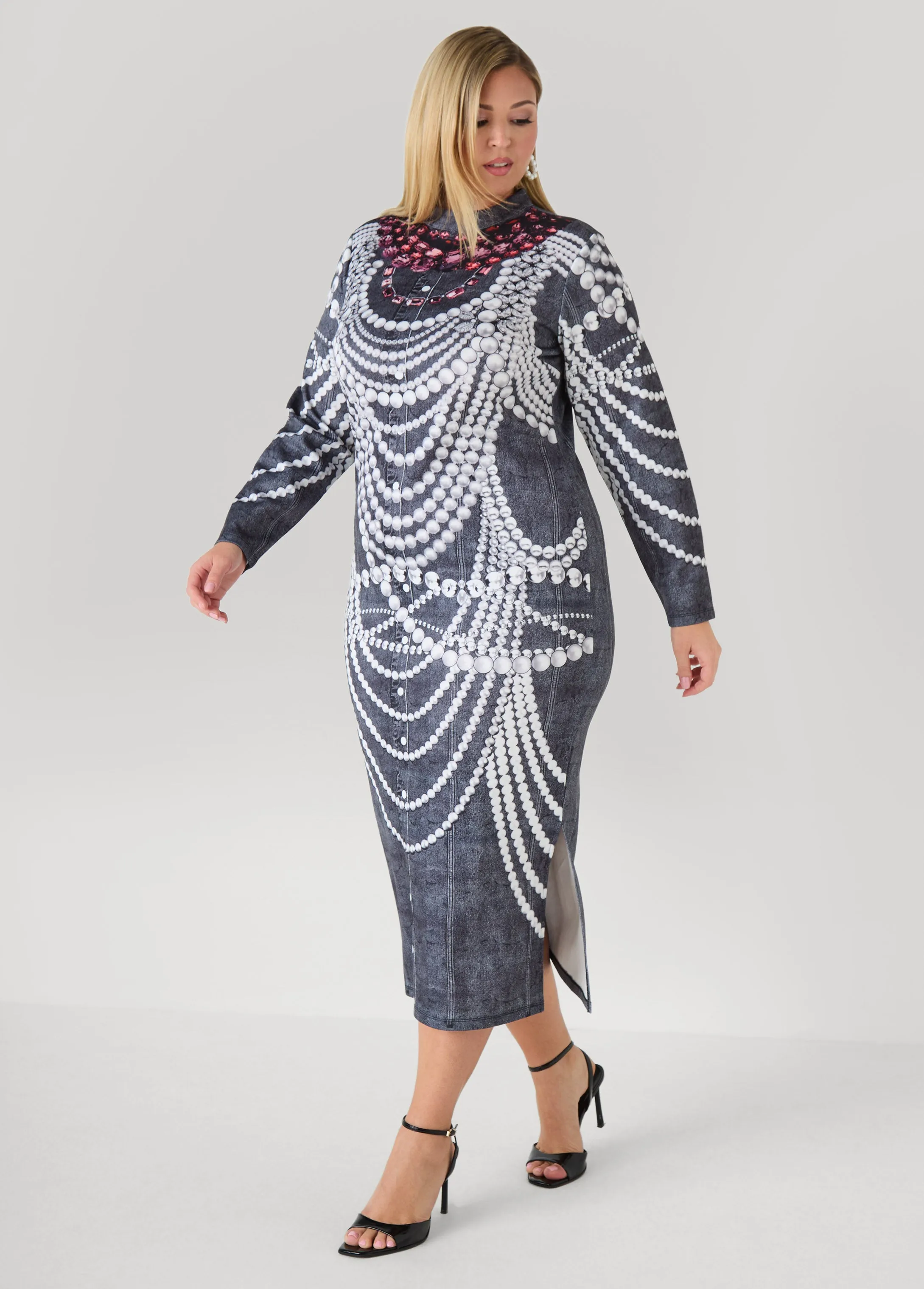 Diamonds And Pearls Bodycon Dress sold by Ashley Stewart product image thumbnail 3