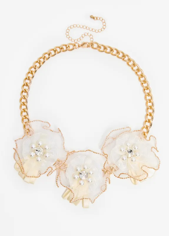Embellished Tulle Rosette Necklace made by Ashley Stewart