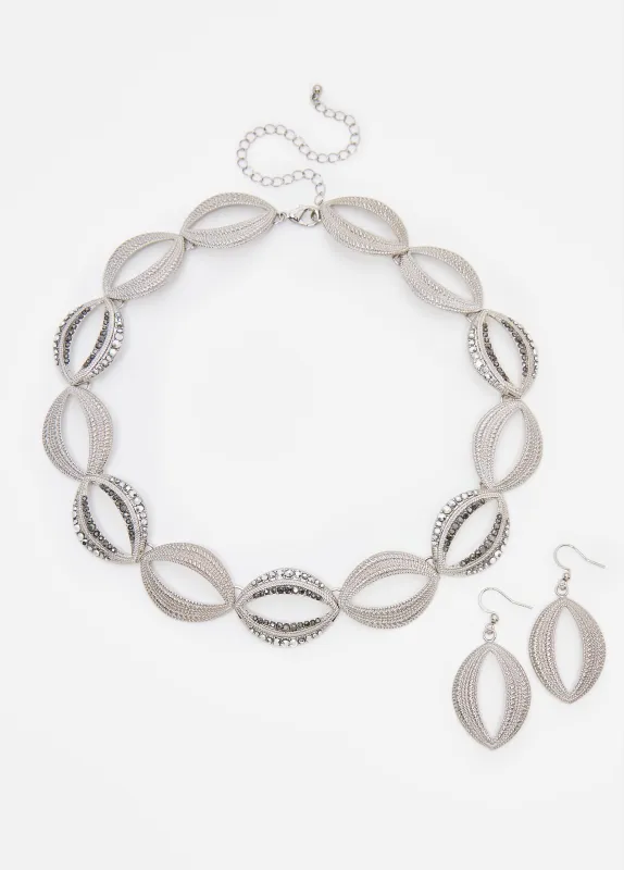 Encrusted Textured Necklace Set sold by Ashley Stewart