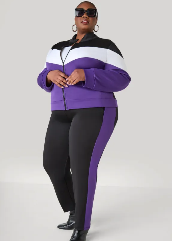 Two Tone Pull On Track Pants made by Ashley Stewart