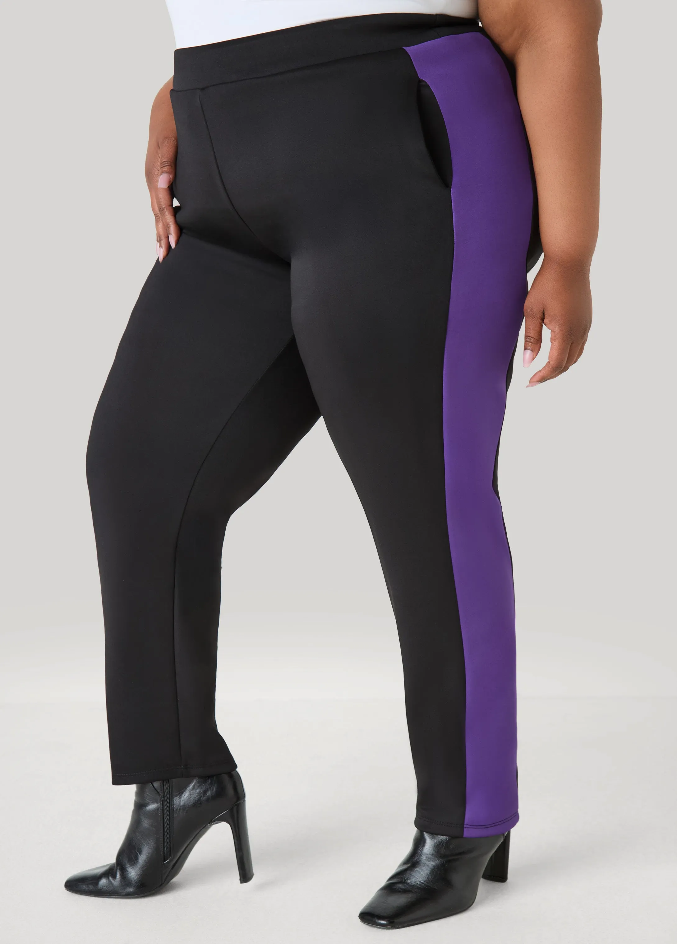 Two Tone Pull On Track Pants sold by Ashley Stewart product image thumbnail 4