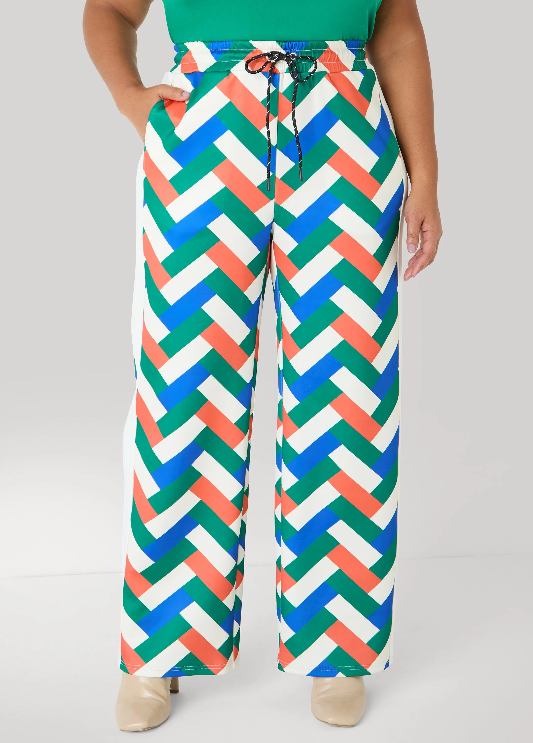 Geo Print Wide Leg Track Pants sold by Ashley Stewart product image thumbnail 4