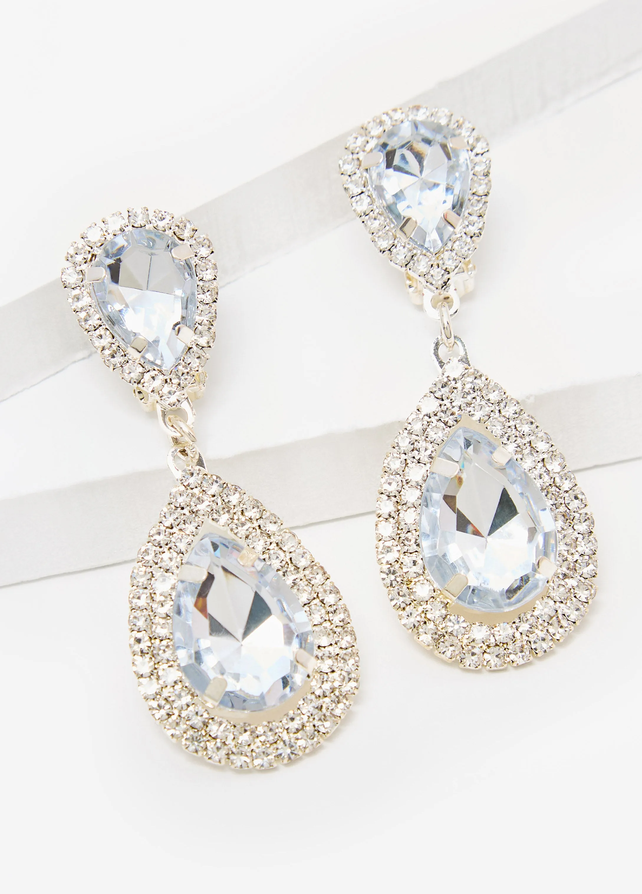 Crystal Teardrop Clip On Earrings sold by Ashley Stewart