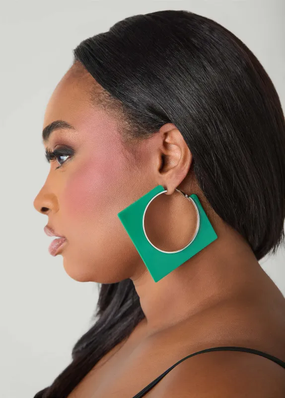 Cutout Geo Hoop Earrings sold by Ashley Stewart