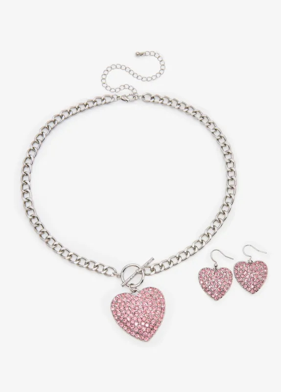 Crystal Heart Necklace Set sold by Ashley Stewart