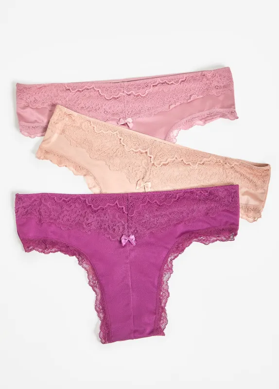 3 Pack Lace Trimmed Cheeky Panties made by Ashley Stewart