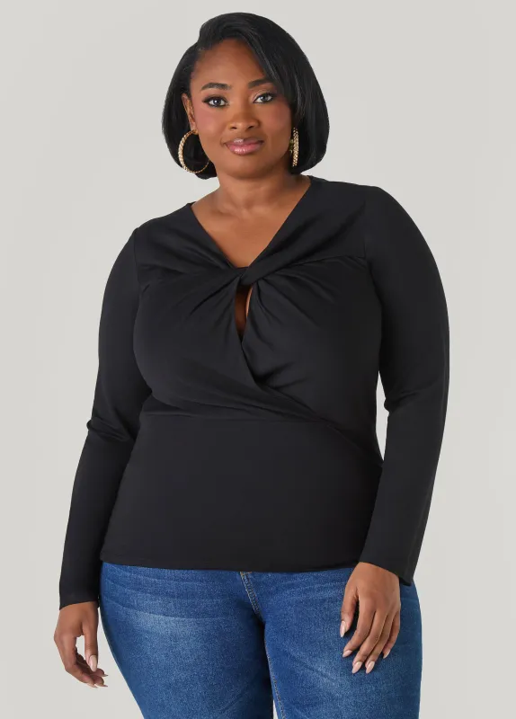Twist Front Cutout Top sold by Ashley Stewart
