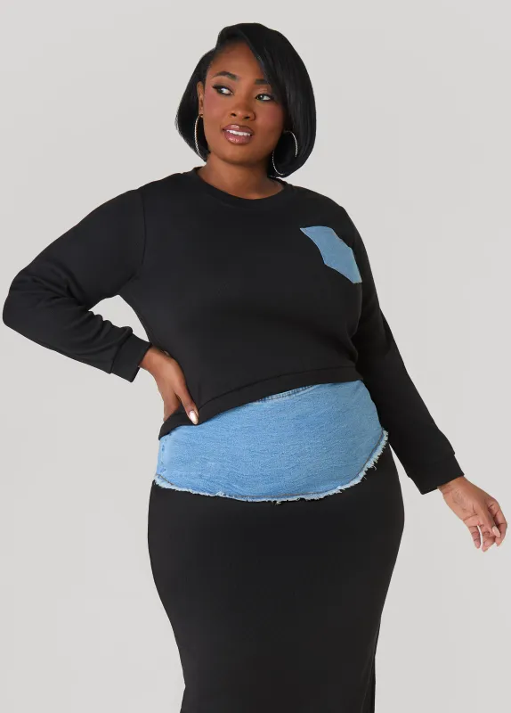 Denim Patch Pocket Crop Top sold by Ashley Stewart