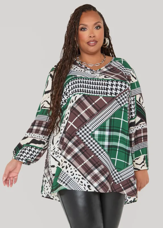 Printed V Neck Tunic made by Ashley Stewart