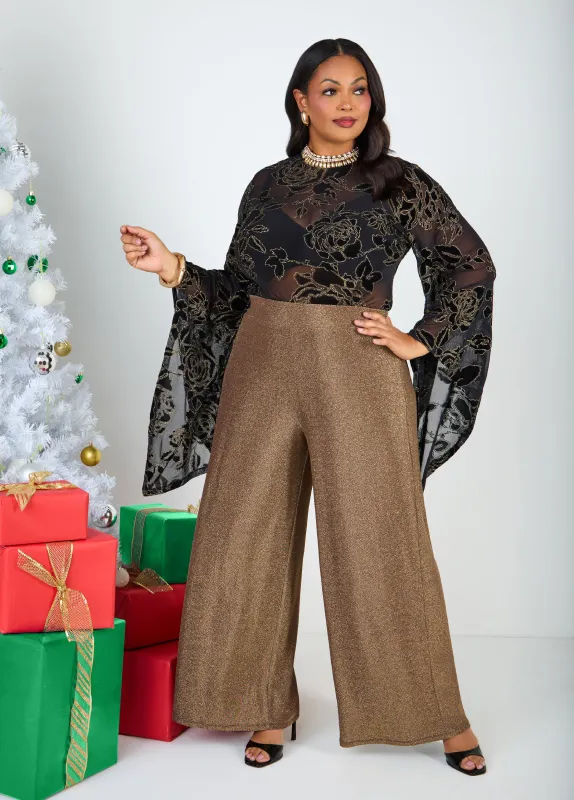Metallic Wide Leg Pants sold by Ashley Stewart