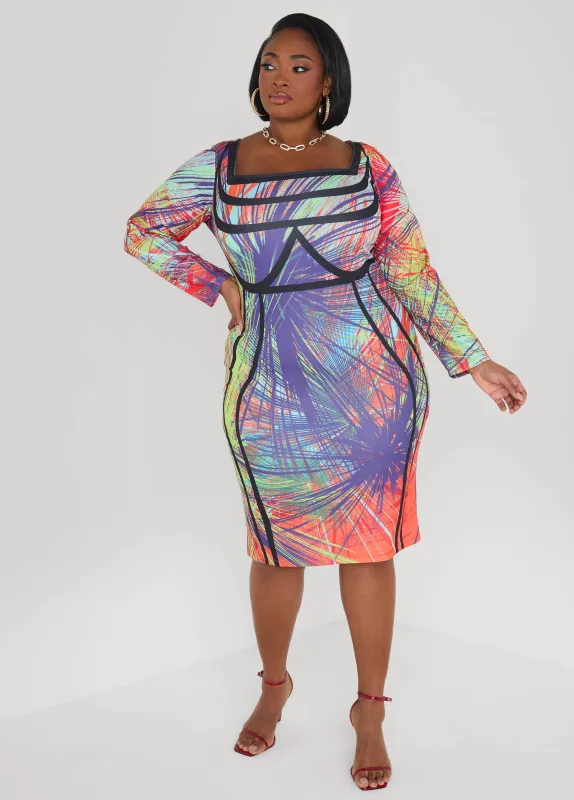 Abstract Print Bodycon Dress made by Ashley Stewart
