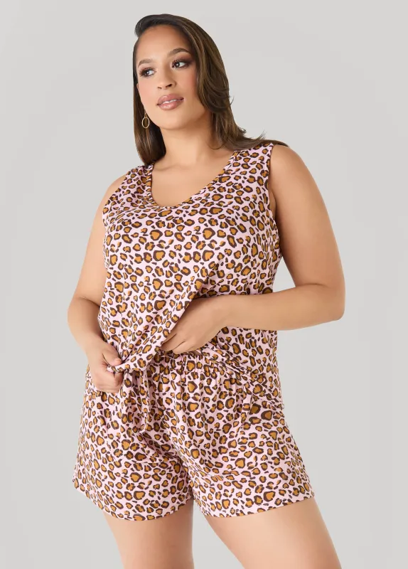 Moon To Noon Leopard PJs Short Set made by Ashley Stewart