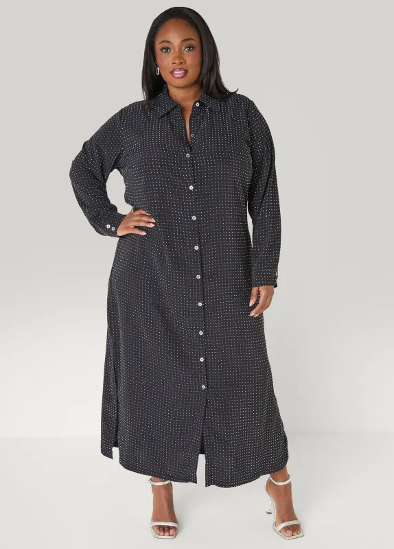 Studded Maxi Shirtdress sold by Ashley Stewart