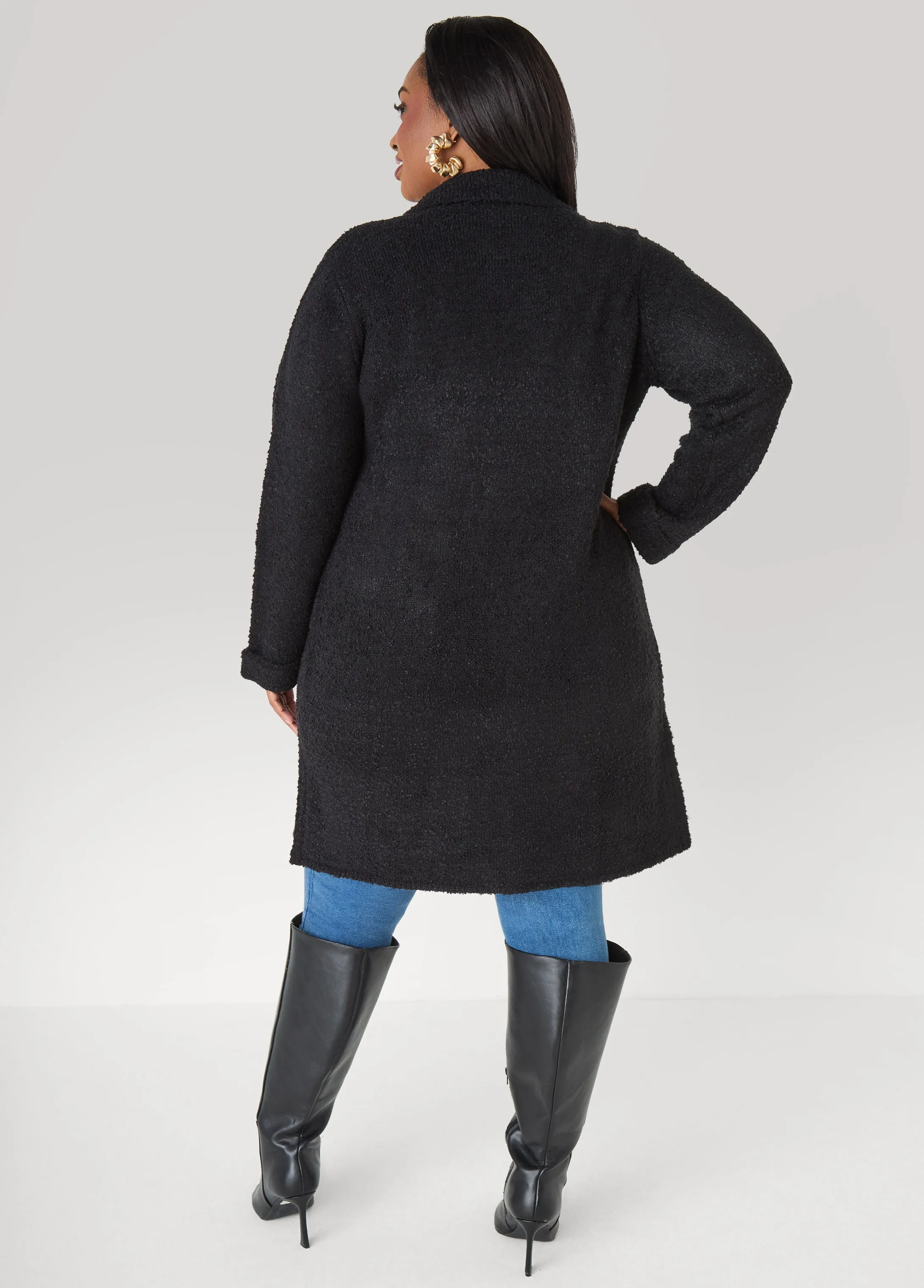 Boucle Button Front Duster sold by Ashley Stewart product image thumbnail 2
