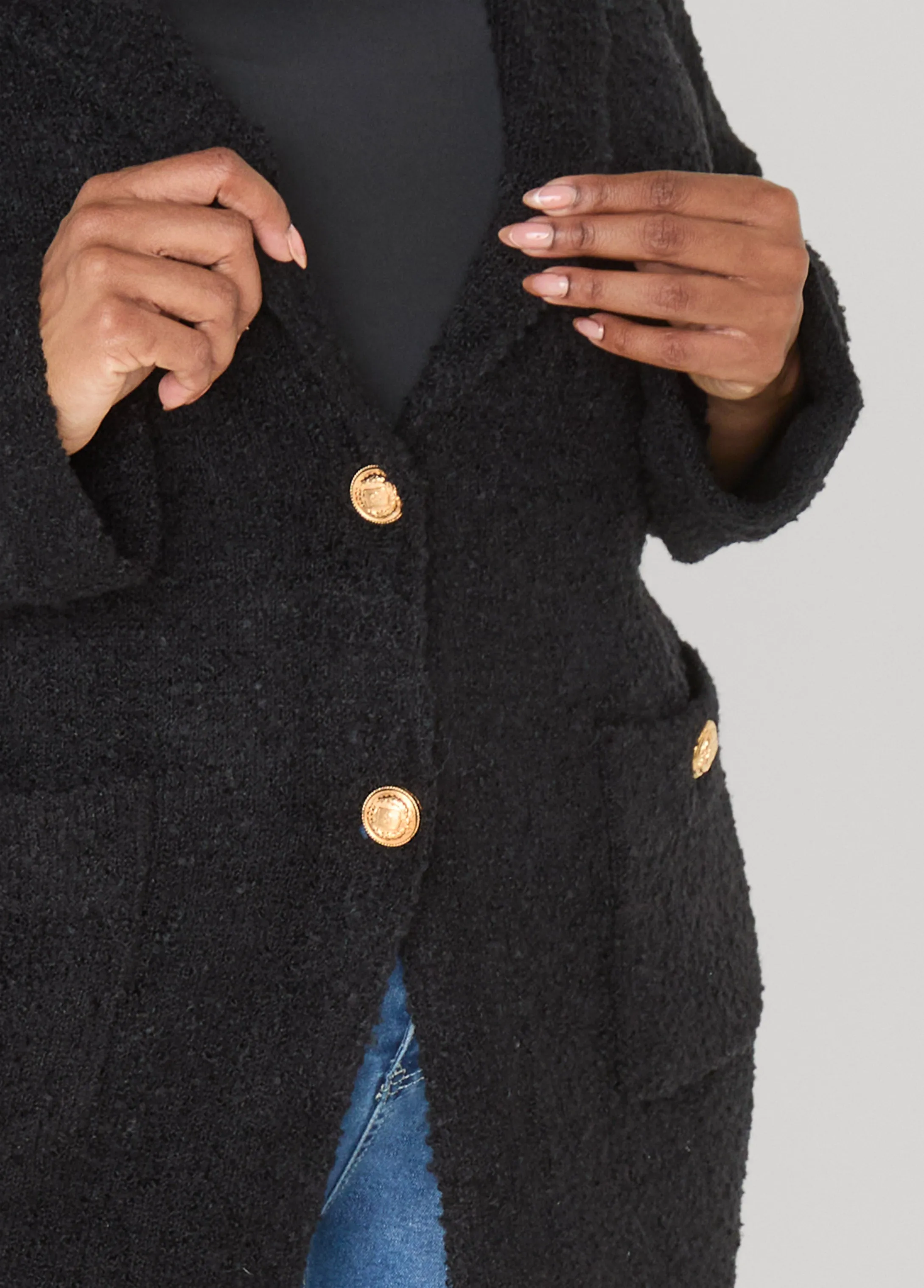 Boucle Button Front Duster sold by Ashley Stewart product image thumbnail 4