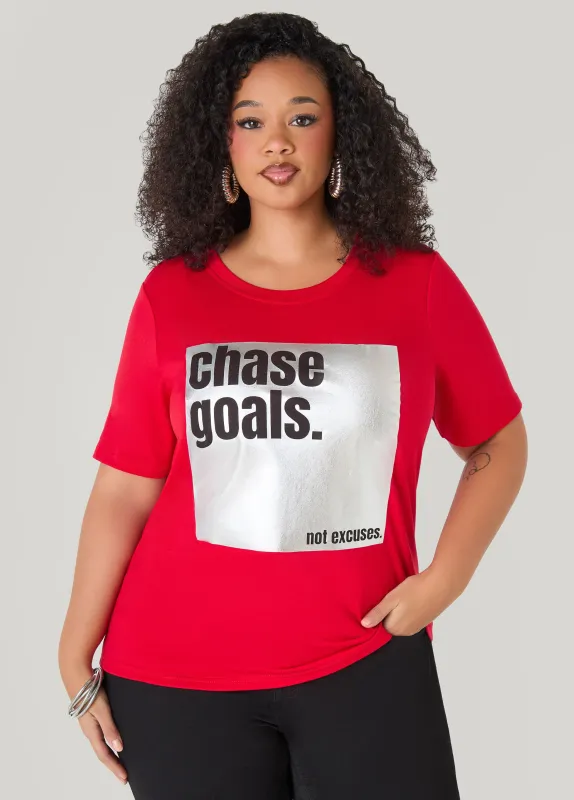 Chase Goals Metallic Graphic Tee sold by Ashley Stewart