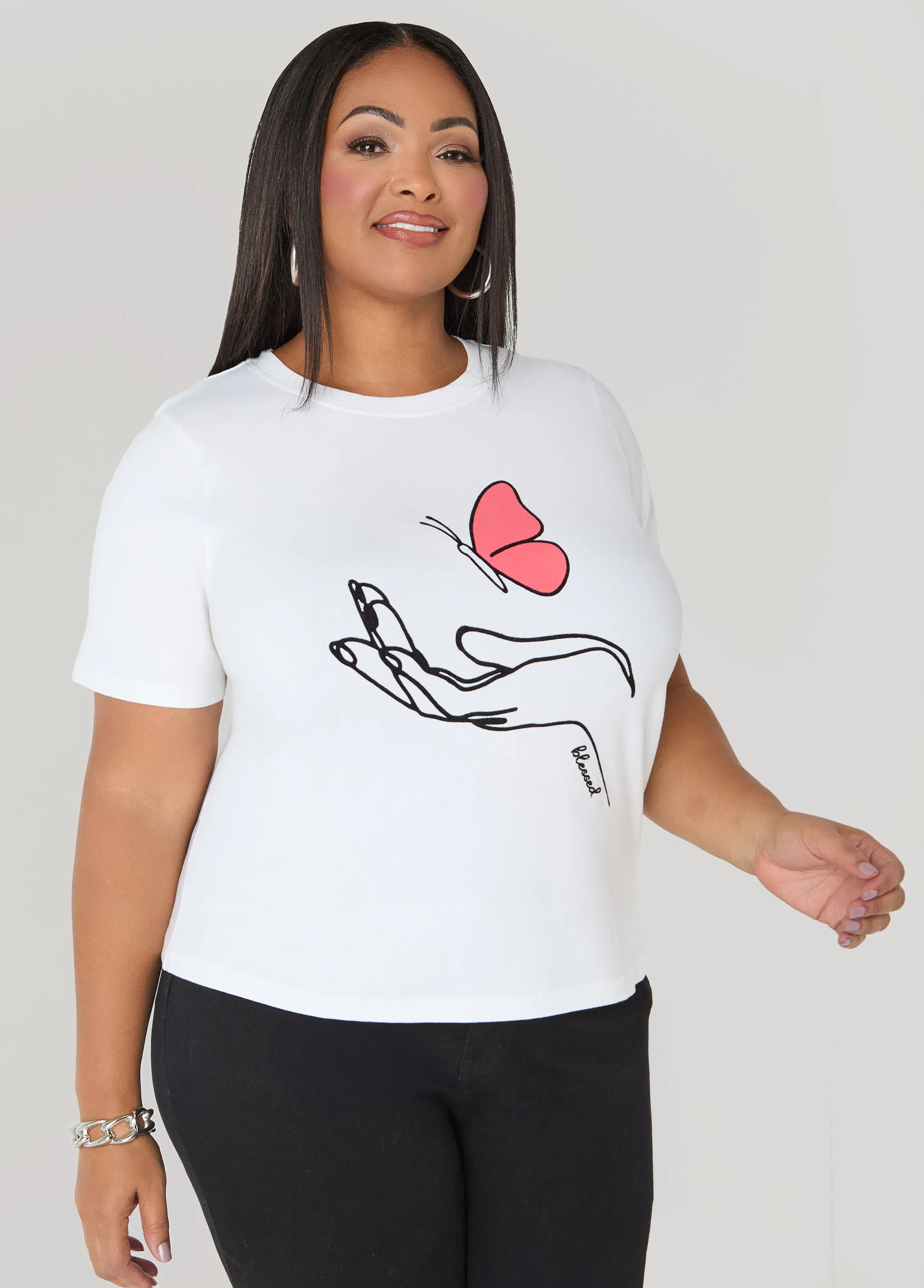 Butterfly Graphic Jersey Tee sold by Ashley Stewart