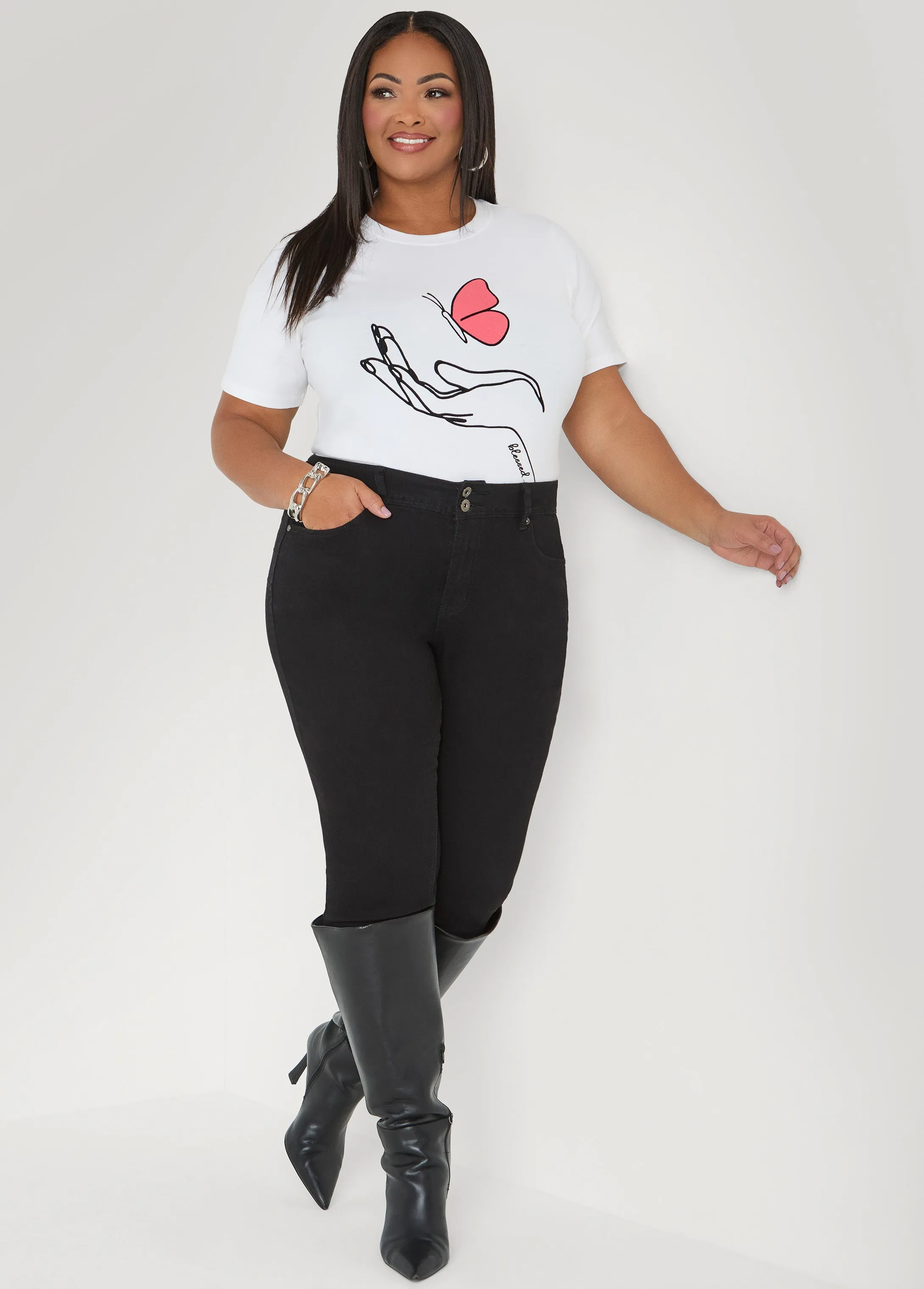 Butterfly Graphic Jersey Tee sold by Ashley Stewart product image thumbnail 3