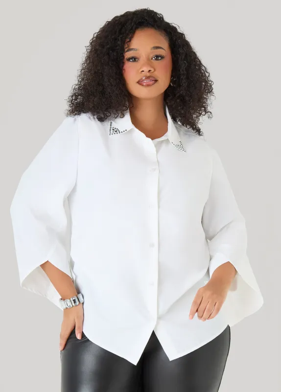 Gathered Crystal Shirt sold by Ashley Stewart