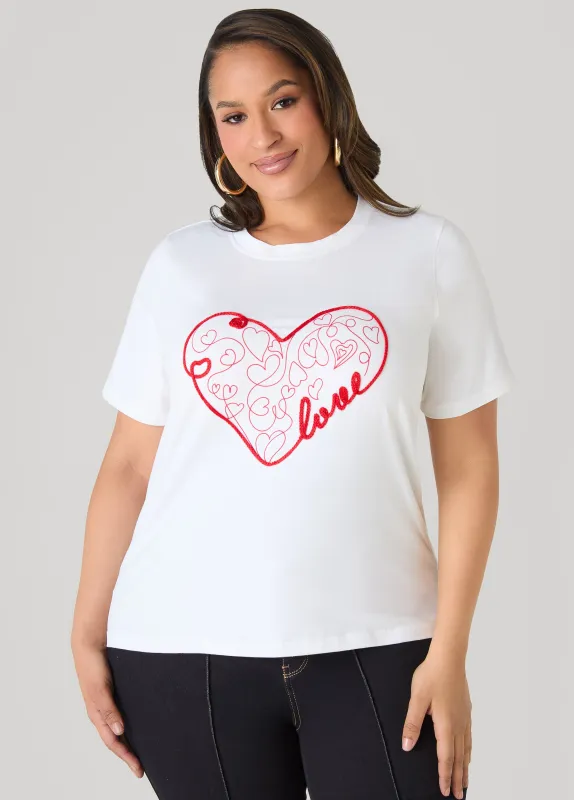 Love Embellished Graphic Tee sold by Ashley Stewart