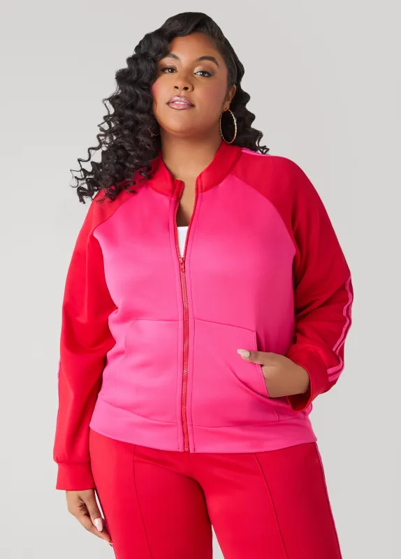 Striped Two Tone Track Jacket sold by Ashley Stewart