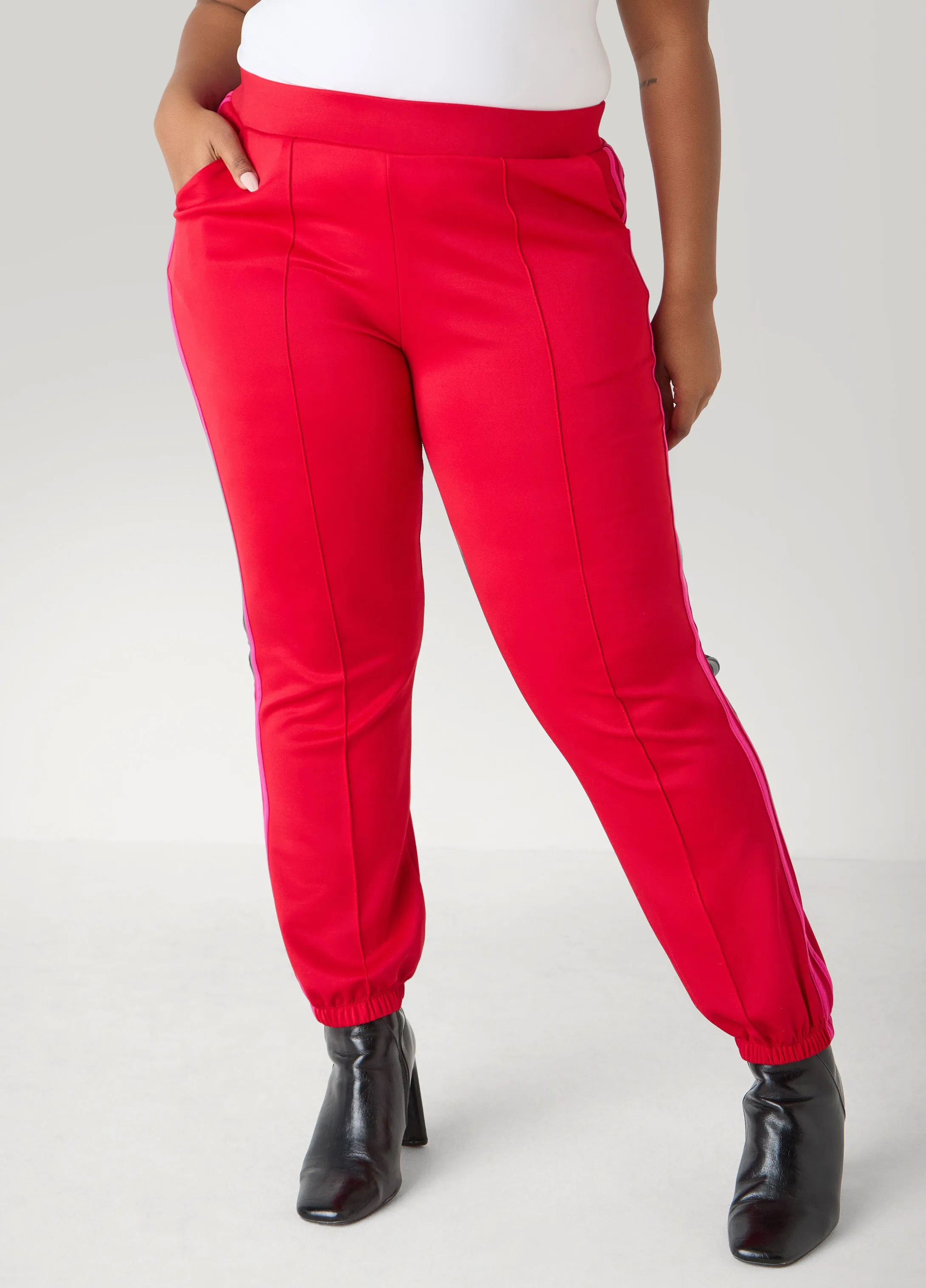 Pintucked Striped Joggers sold by Ashley Stewart product image thumbnail 4