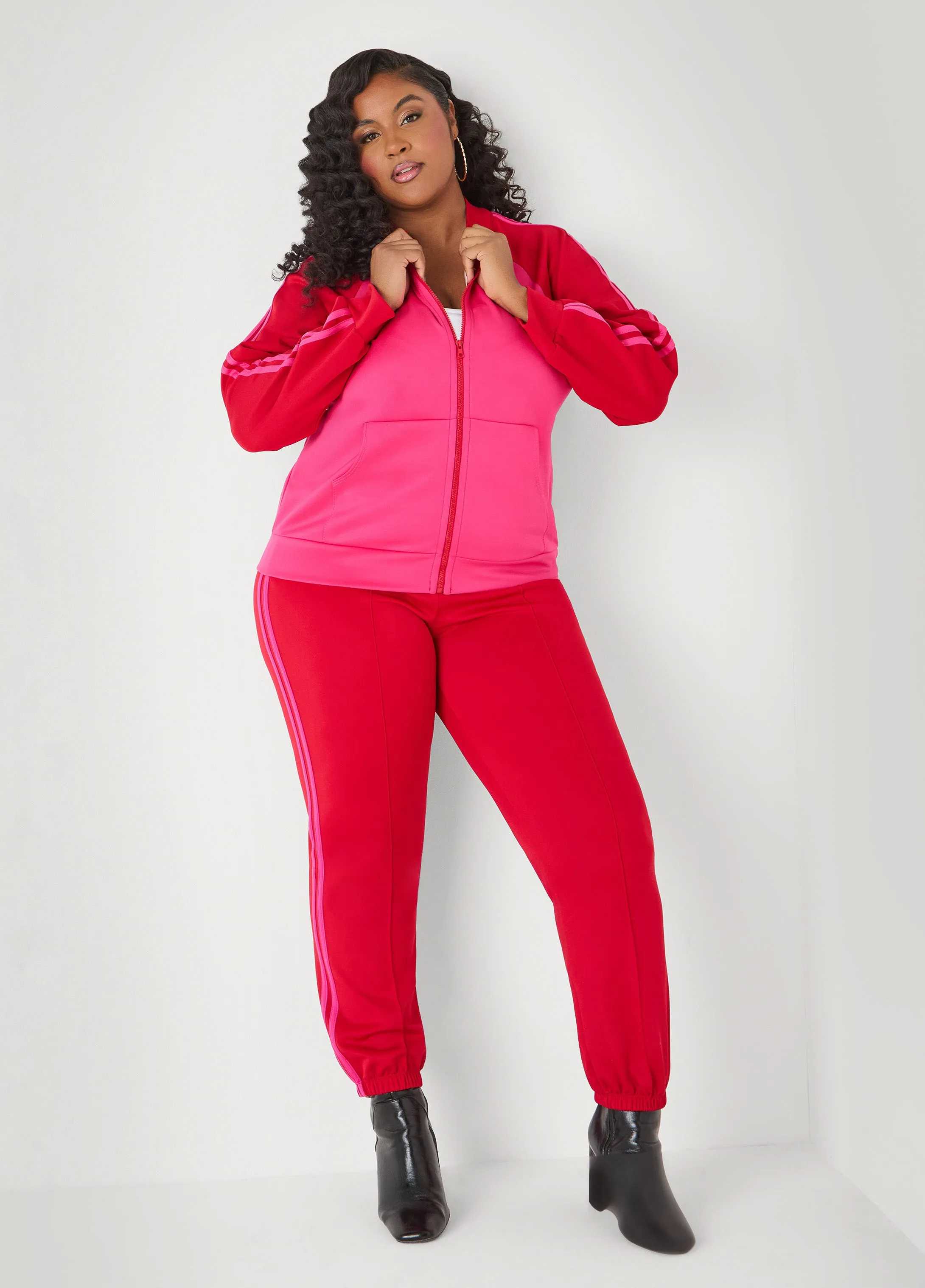 Pintucked Striped Joggers sold by Ashley Stewart