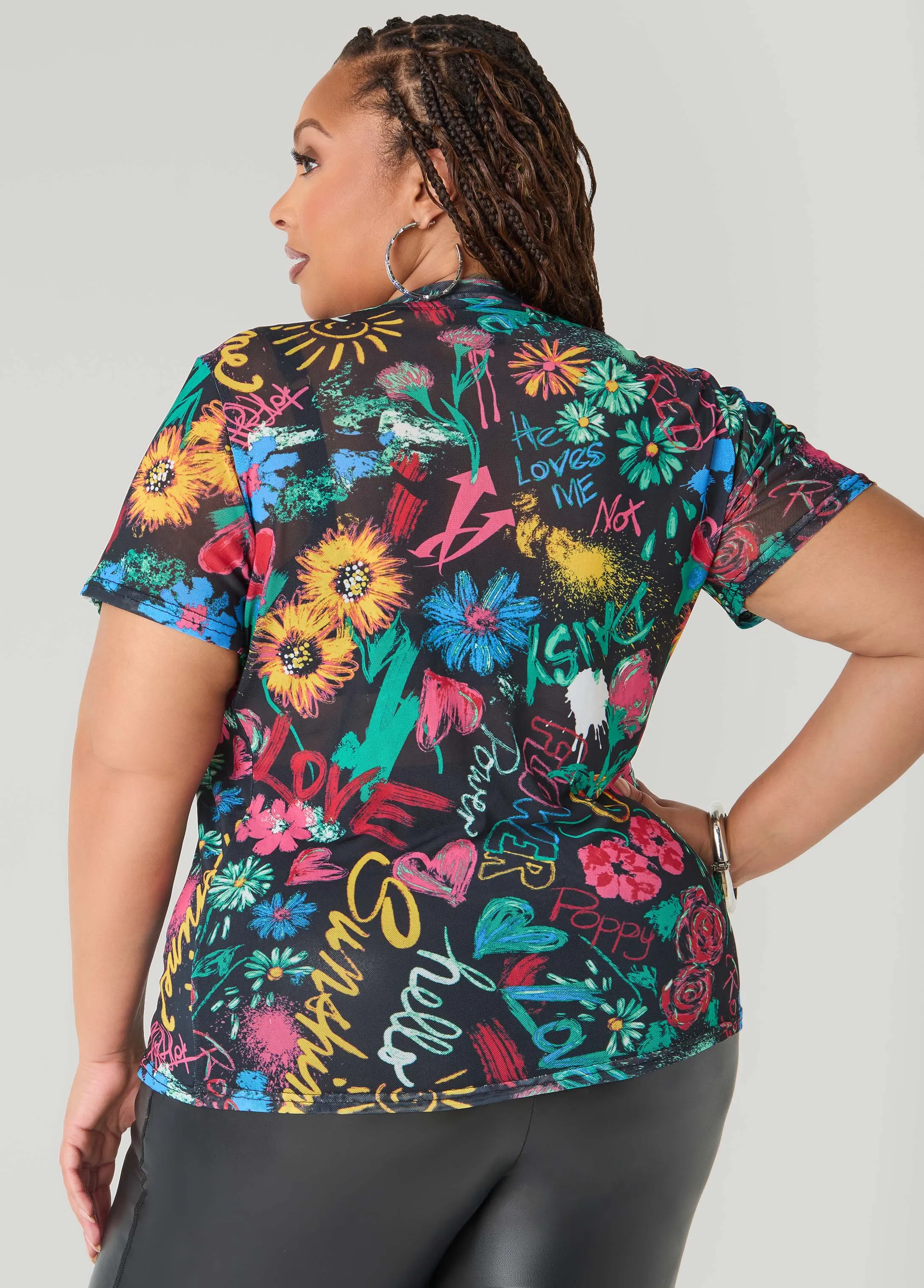 Graffiti Mesh Tee sold by Ashley Stewart product image thumbnail 2