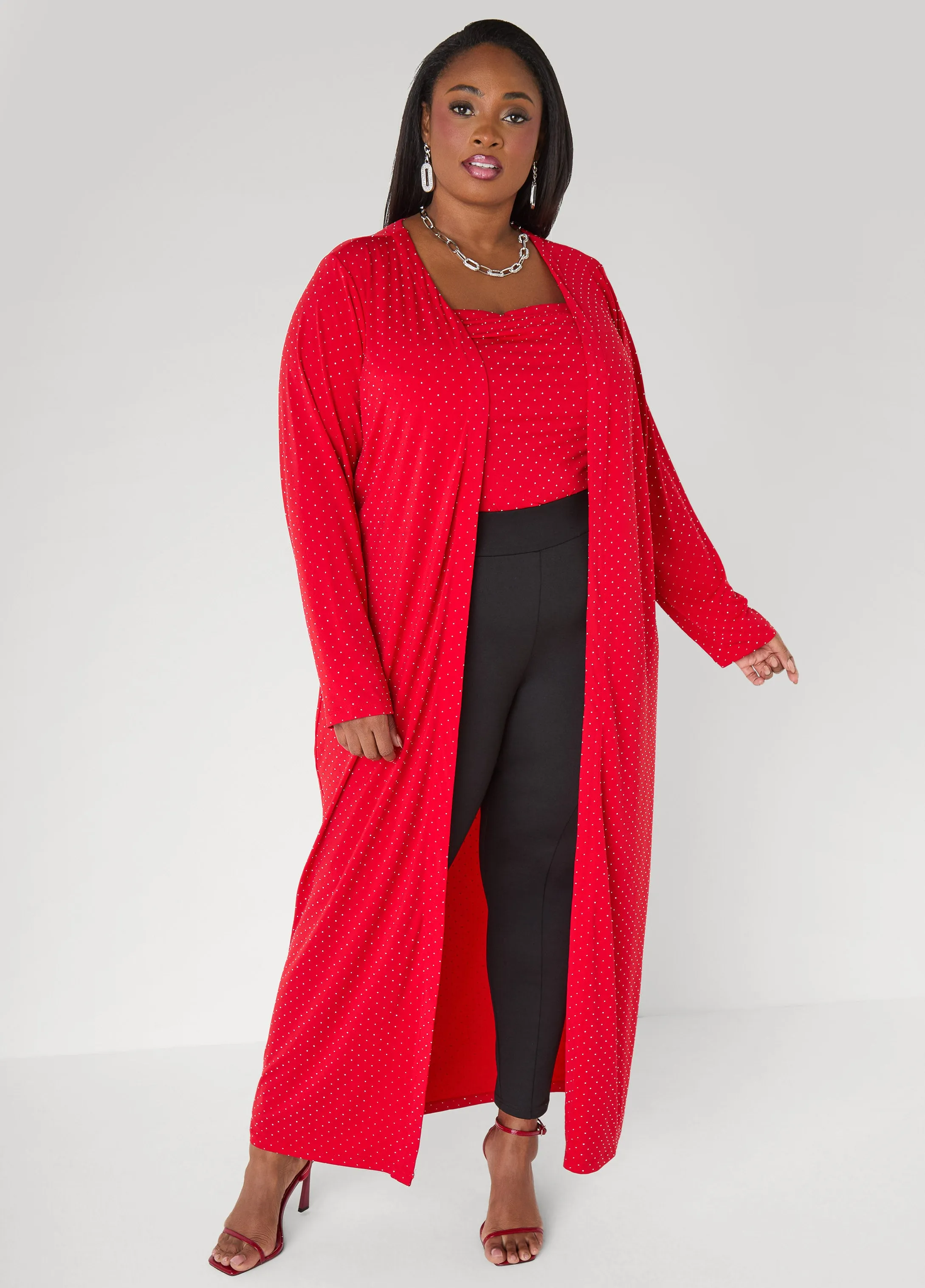 Studded Open Front Duster sold by Ashley Stewart