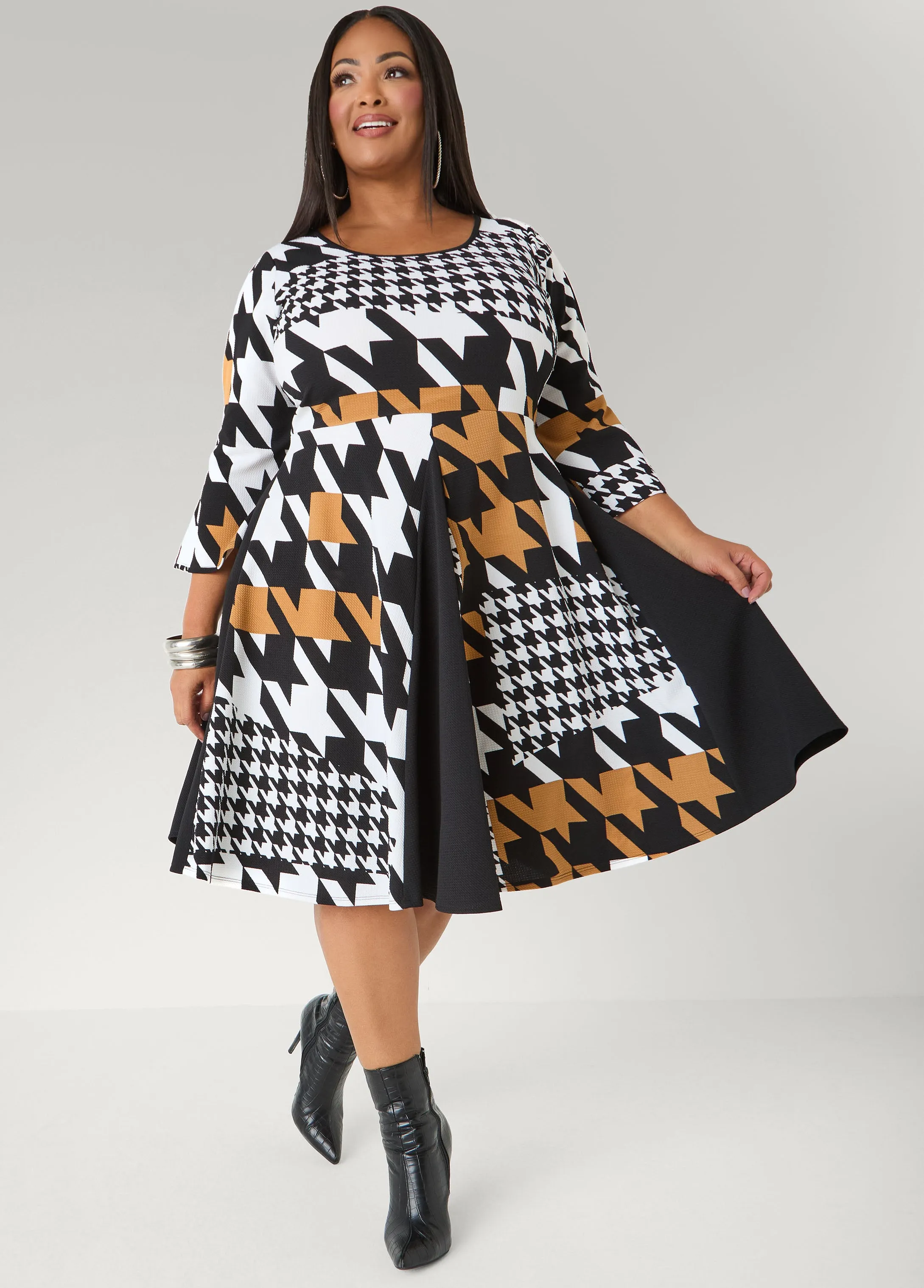 Houndstooth A Line Dress sold by Ashley Stewart product image thumbnail 3